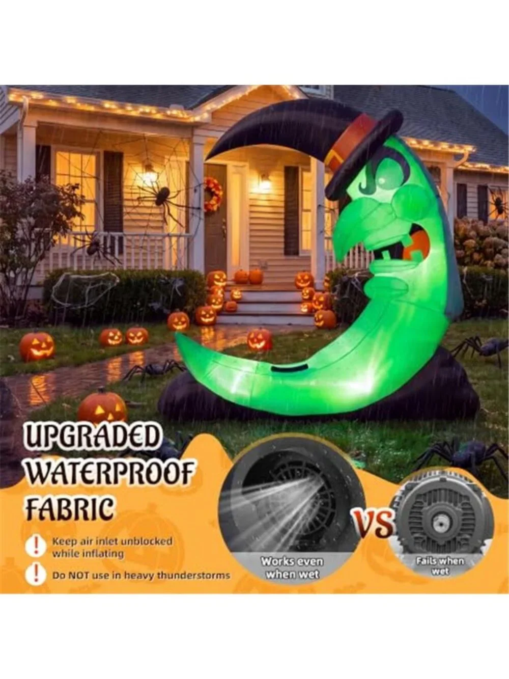 8.9 FT Giant Halloween Inflatables Witch Moon Outdoor Decorations
